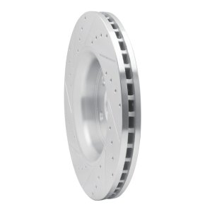 Dodge Durango Brake Rotor (1) - Front Right - R1 Concepts - Drilled & Slotted - Silver - `11-`25